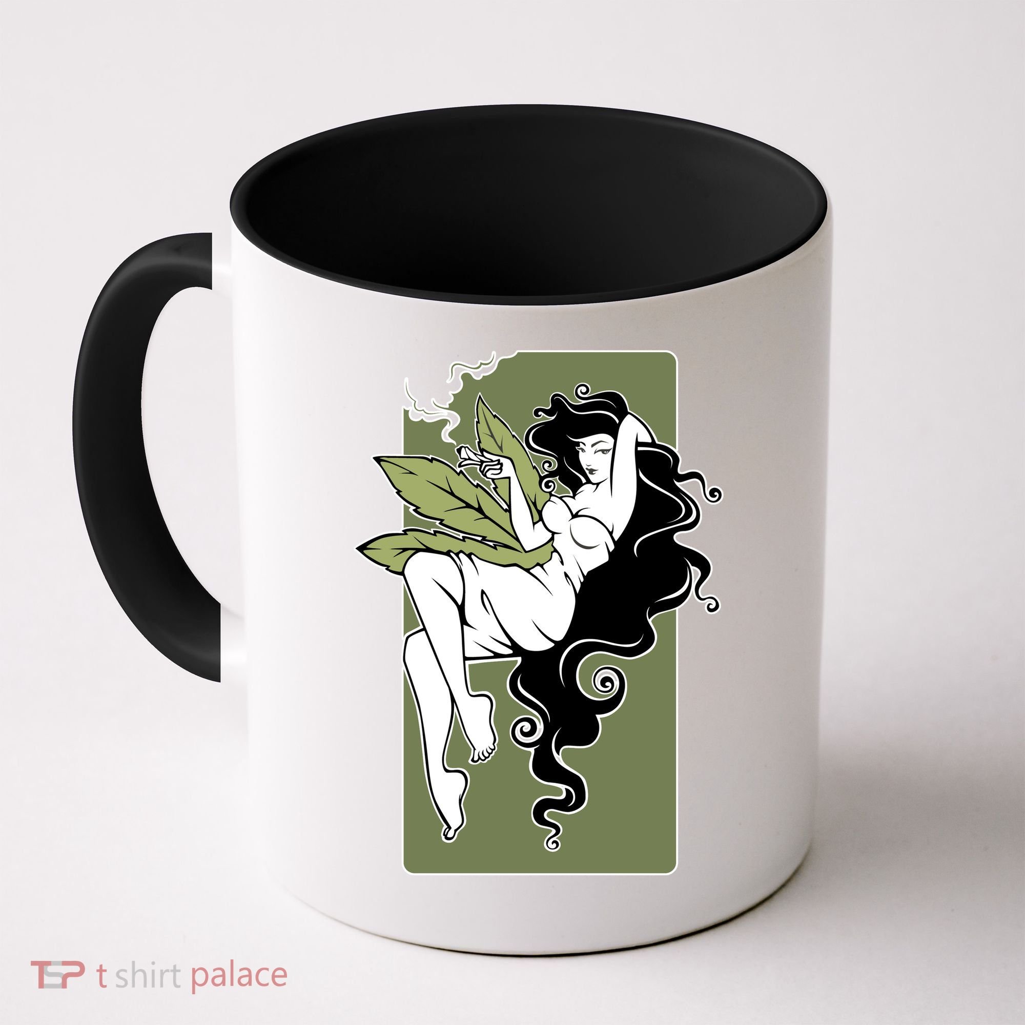 Sexy Lady Smoking Cannabis Dress Coffee Mug