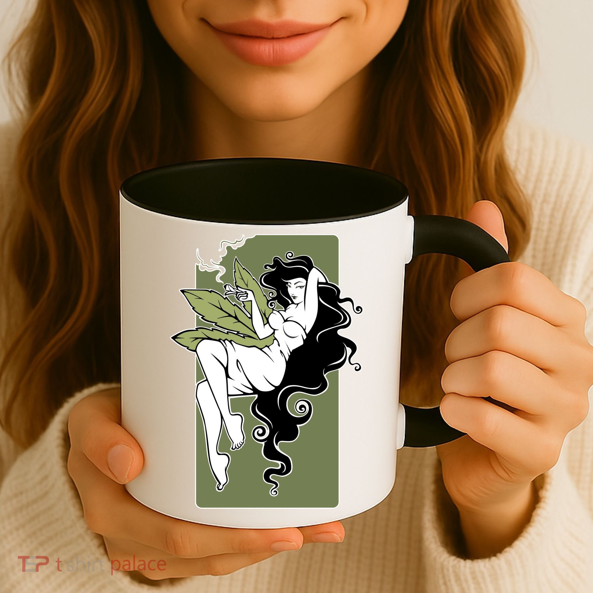 Sexy Lady Smoking Cannabis Dress Coffee Mug