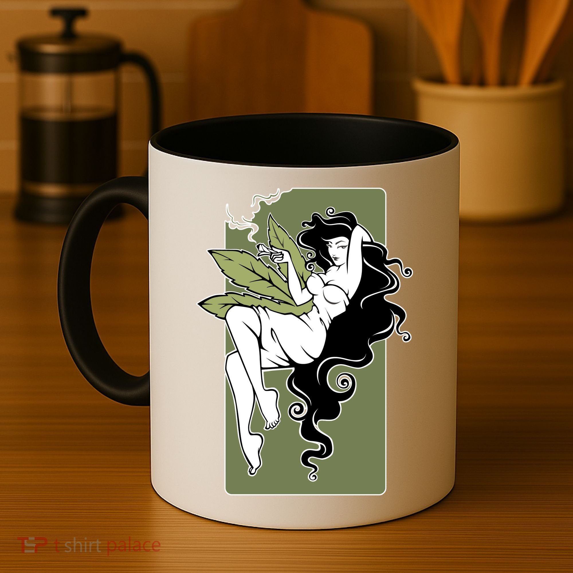 Sexy Lady Smoking Cannabis Dress Coffee Mug