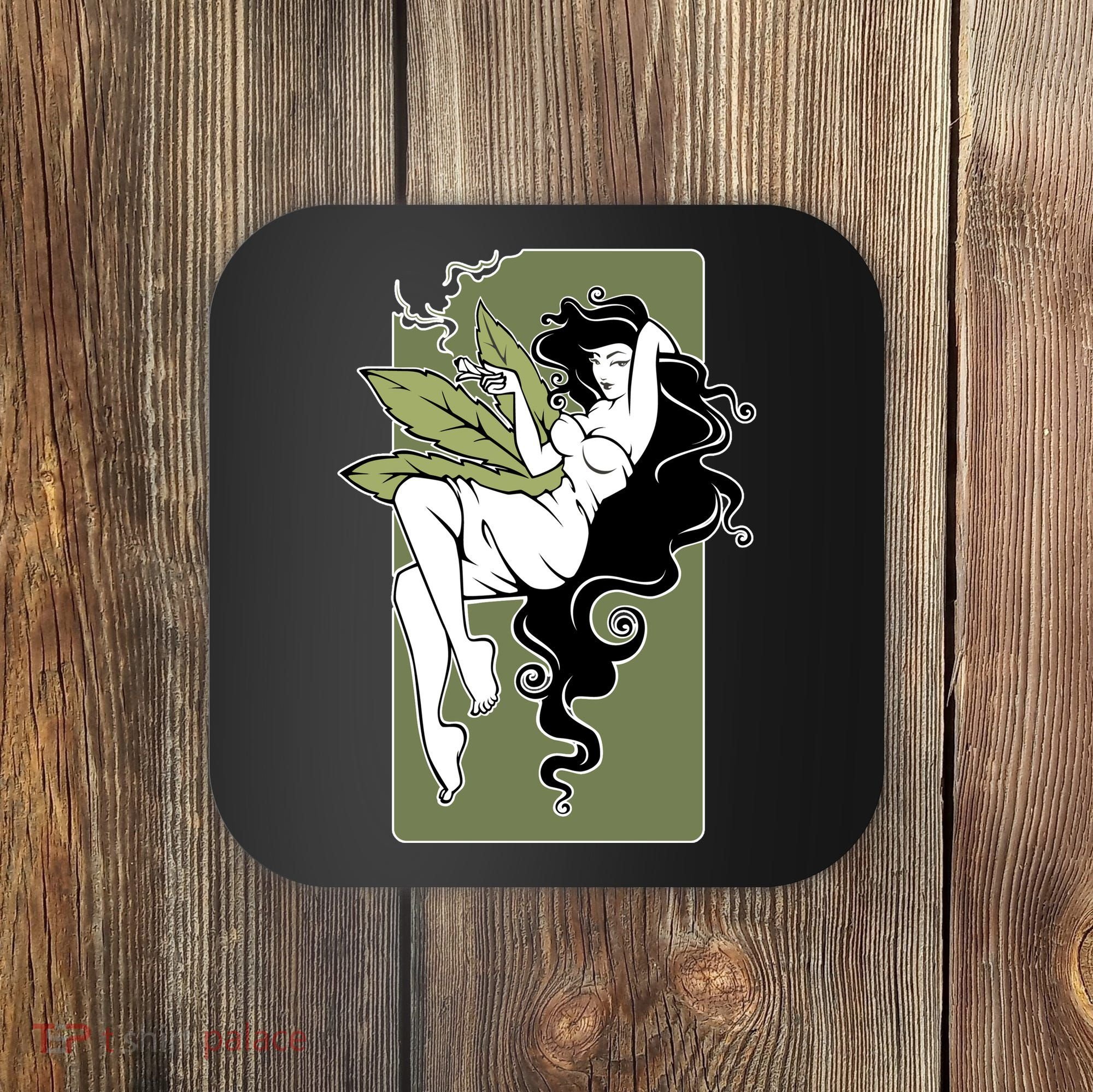 Sexy Lady Smoking Cannabis Dress Coaster
