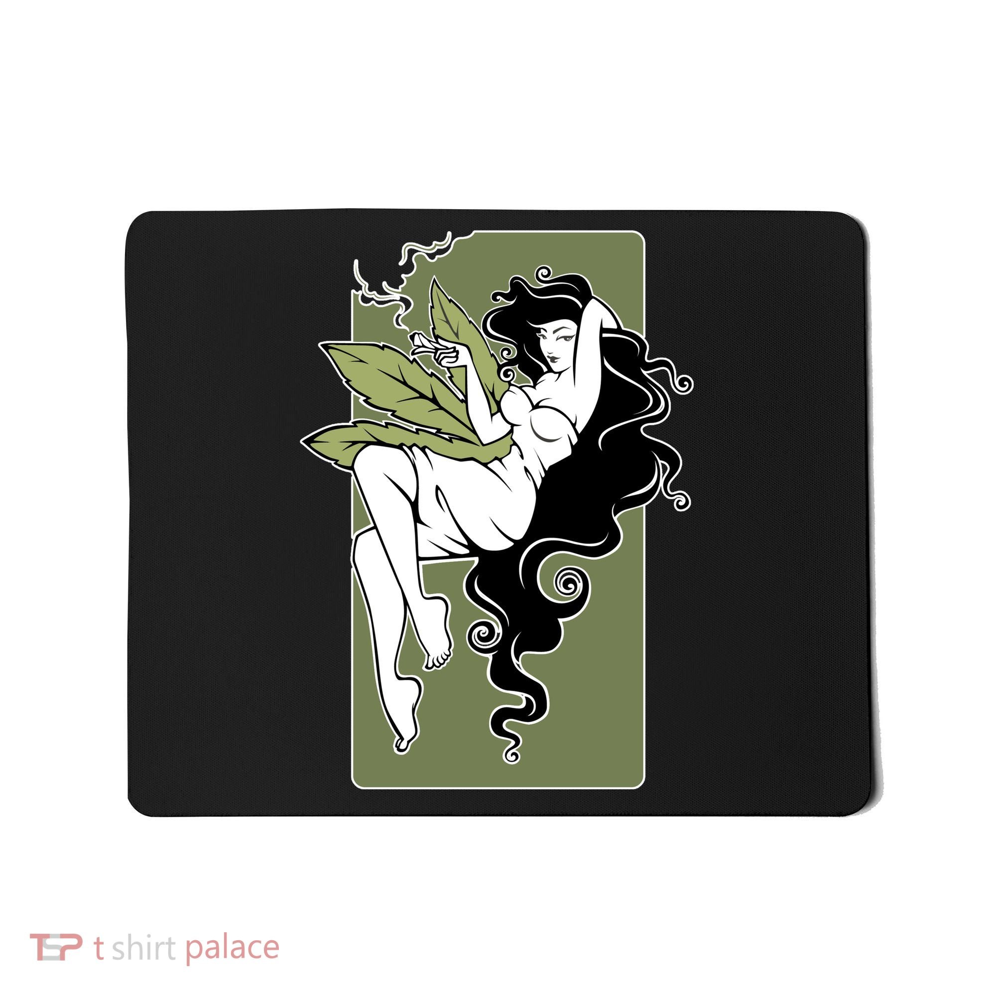 Sexy Lady Smoking Cannabis Dress Mousepad