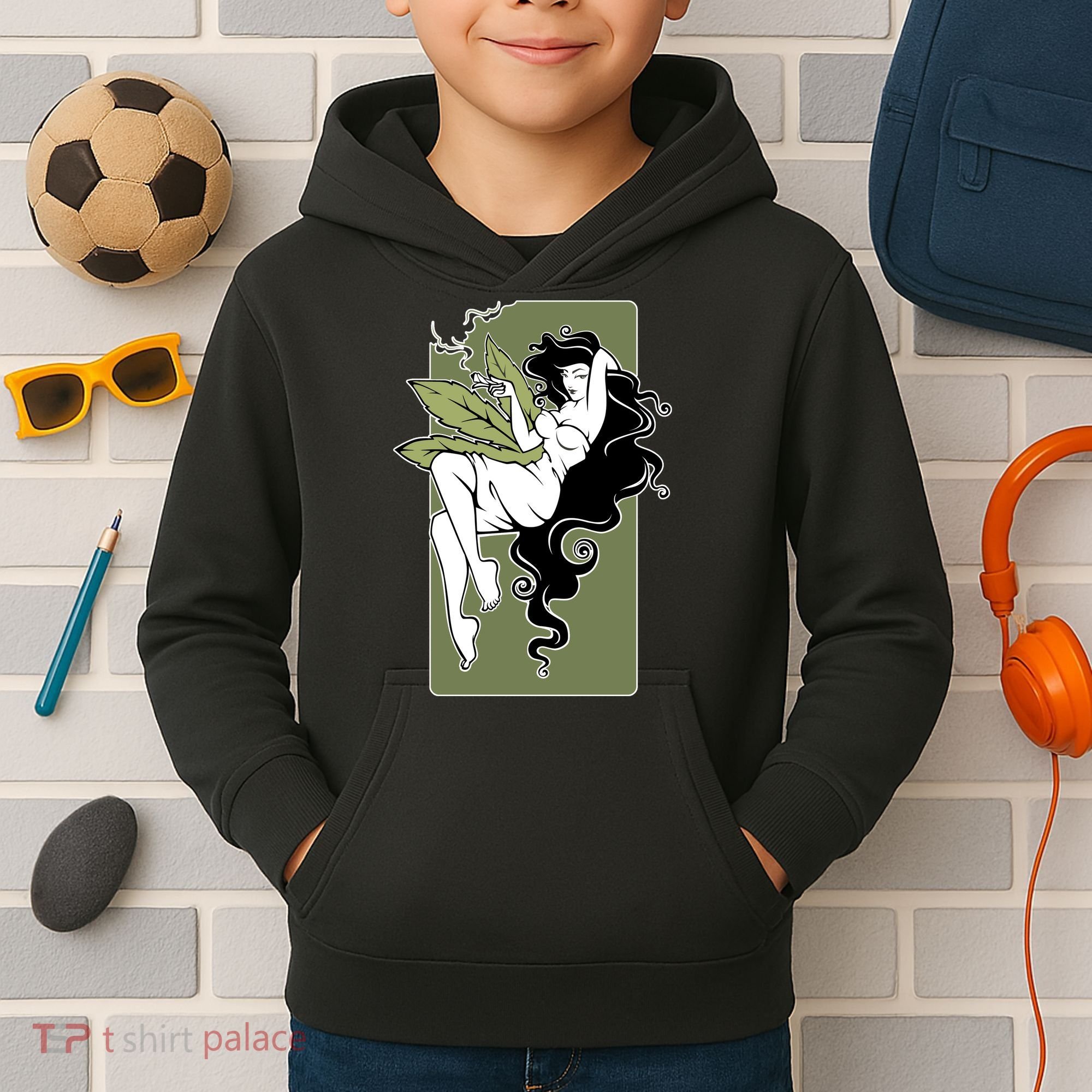 Sexy Lady Smoking Cannabis Dress Kids Hoodie