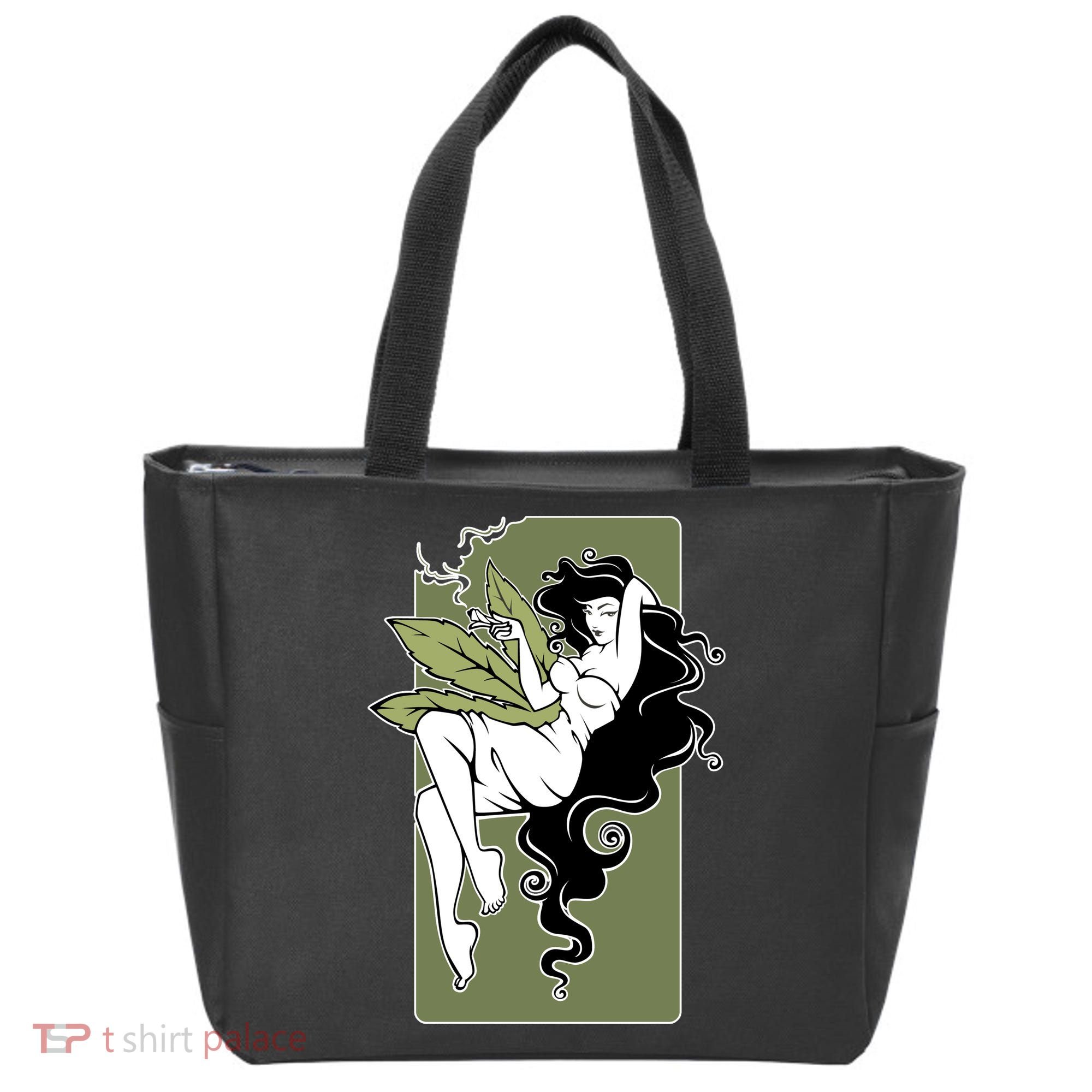 Sexy Lady Smoking Cannabis Dress Tote Bag