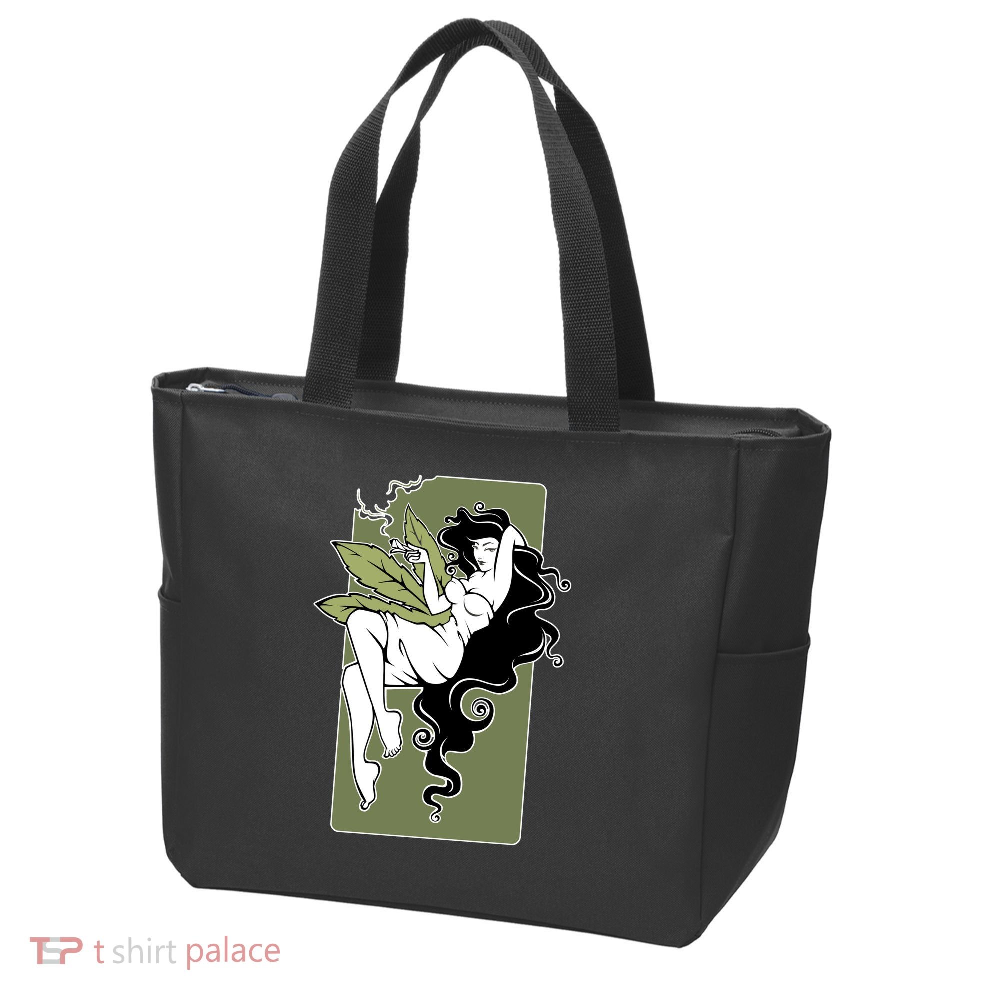 Sexy Lady Smoking Cannabis Dress Tote Bag