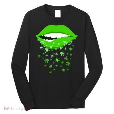 Sexy Lips Cannabis Marijuana Weed Long Sleeve Shirt