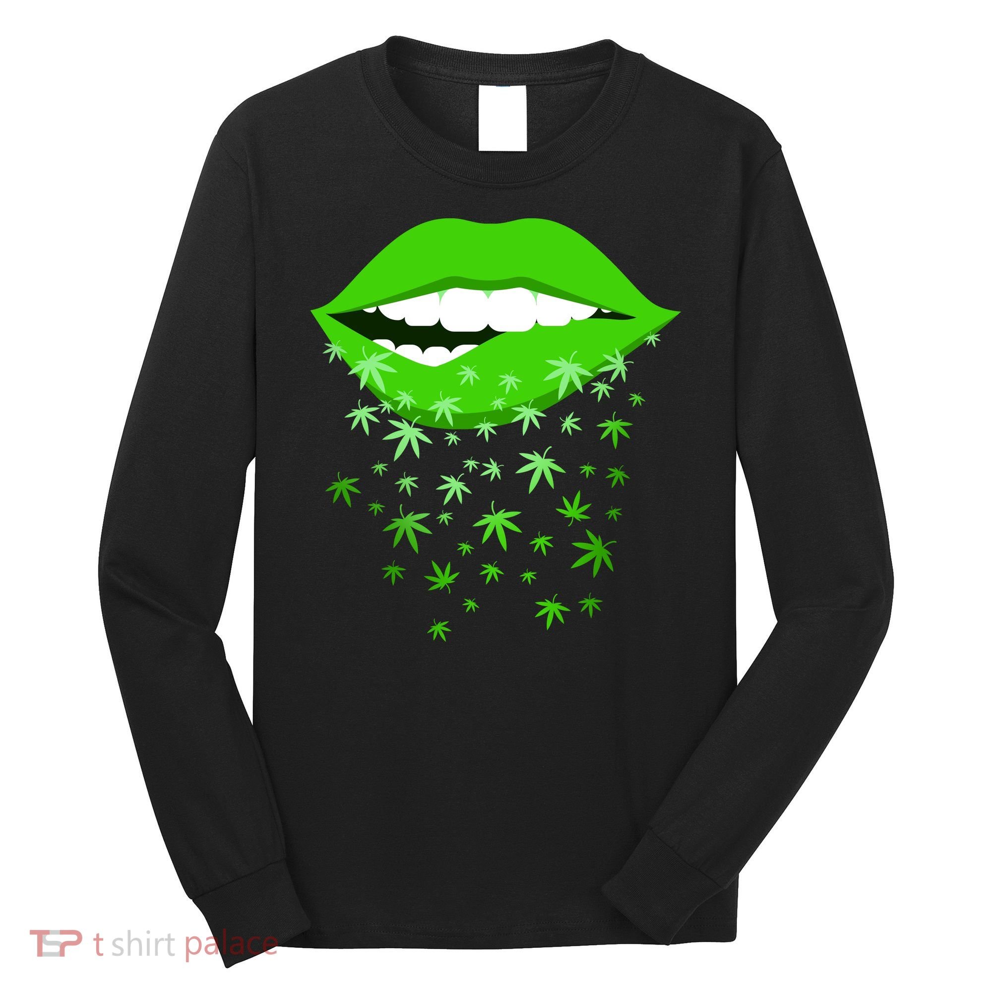 Sexy Lips Cannabis Marijuana Weed Long Sleeve Shirt