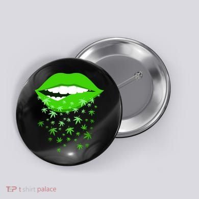 Sexy Lips Cannabis Marijuana Weed Button