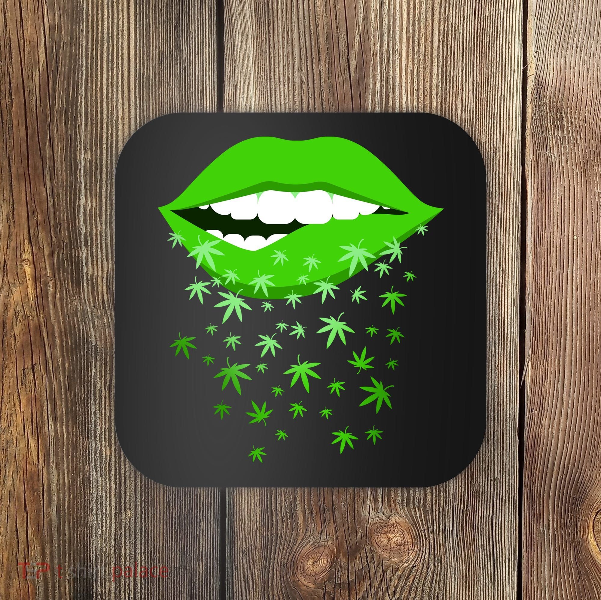 Sexy Lips Cannabis Marijuana Weed Coaster