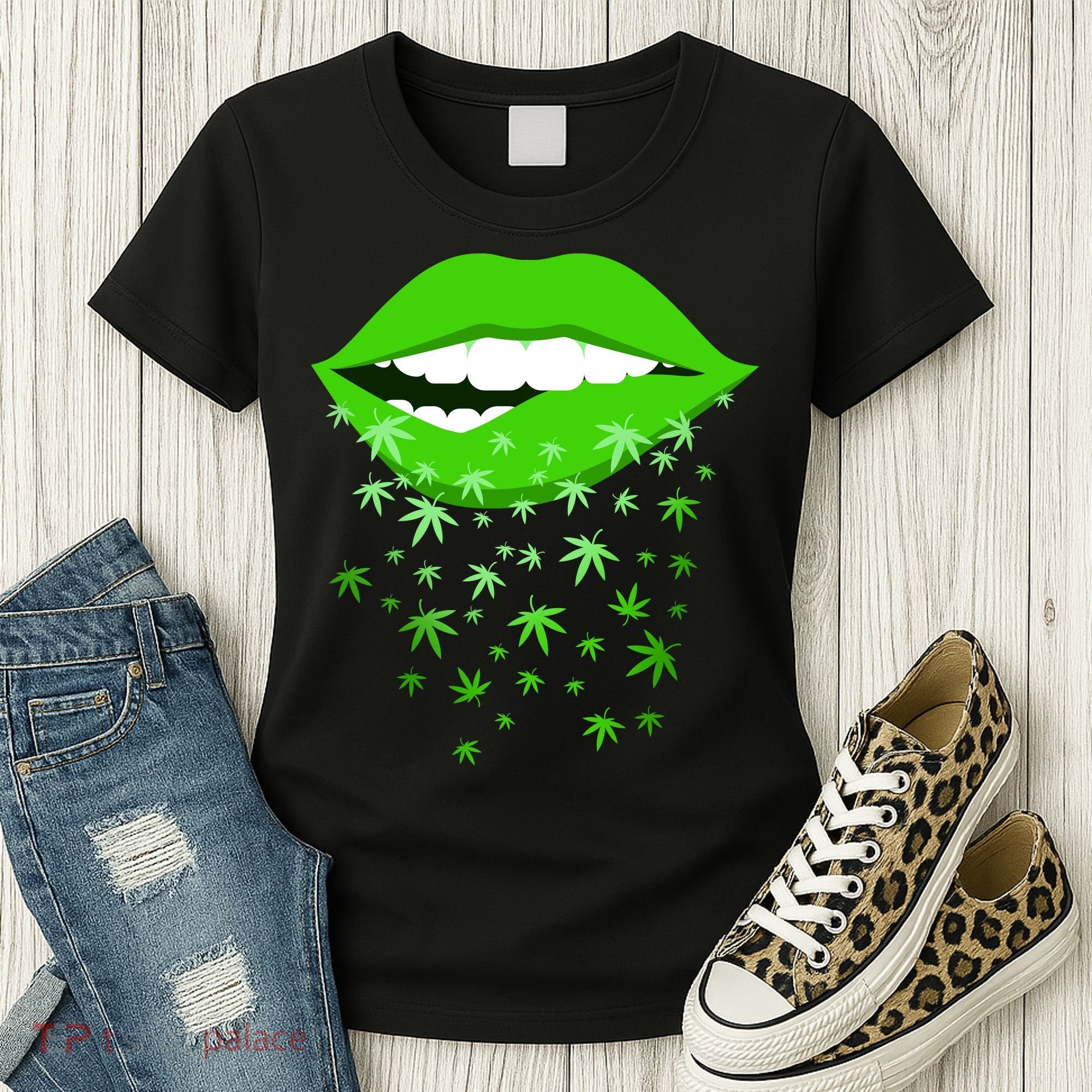 Sexy Lips Cannabis Marijuana Weed Women's T-Shirt