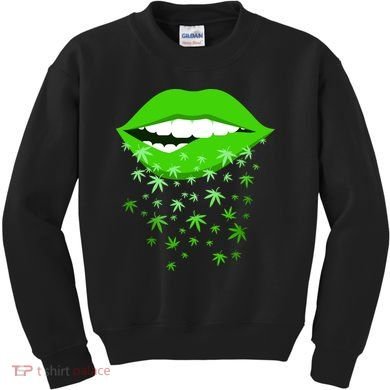 Sexy Lips Cannabis Marijuana Weed Kids Sweatshirt