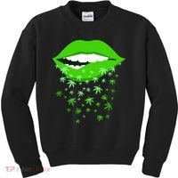 Sexy Lips Cannabis Marijuana Weed Kids Sweatshirt thumb 0