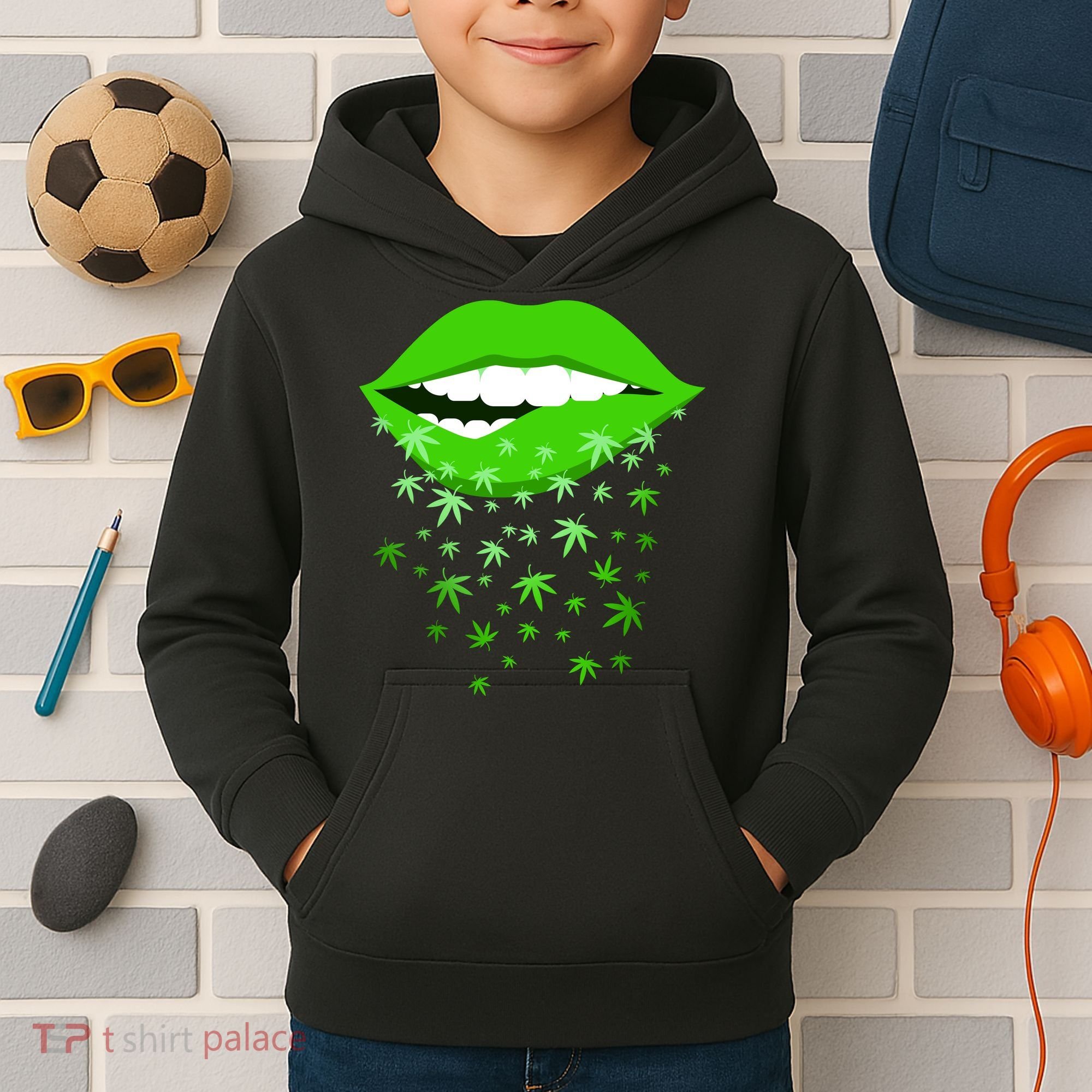 Sexy Lips Cannabis Marijuana Weed Kids Hoodie