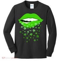 Sexy Lips Cannabis Marijuana Weed Kids Long Sleeve Shirt thumb 0