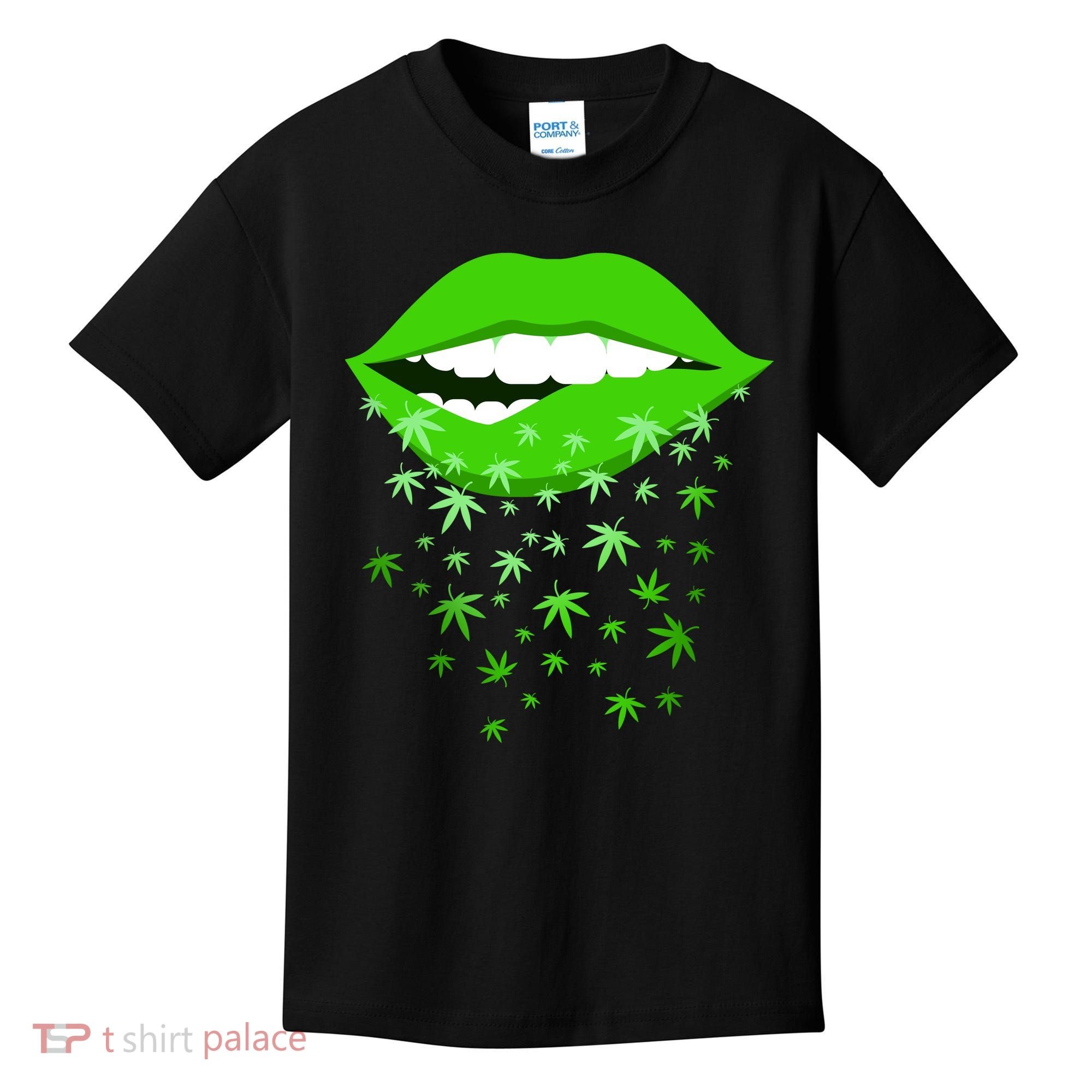 Sexy Lips Cannabis Marijuana Weed Kids T-Shirt