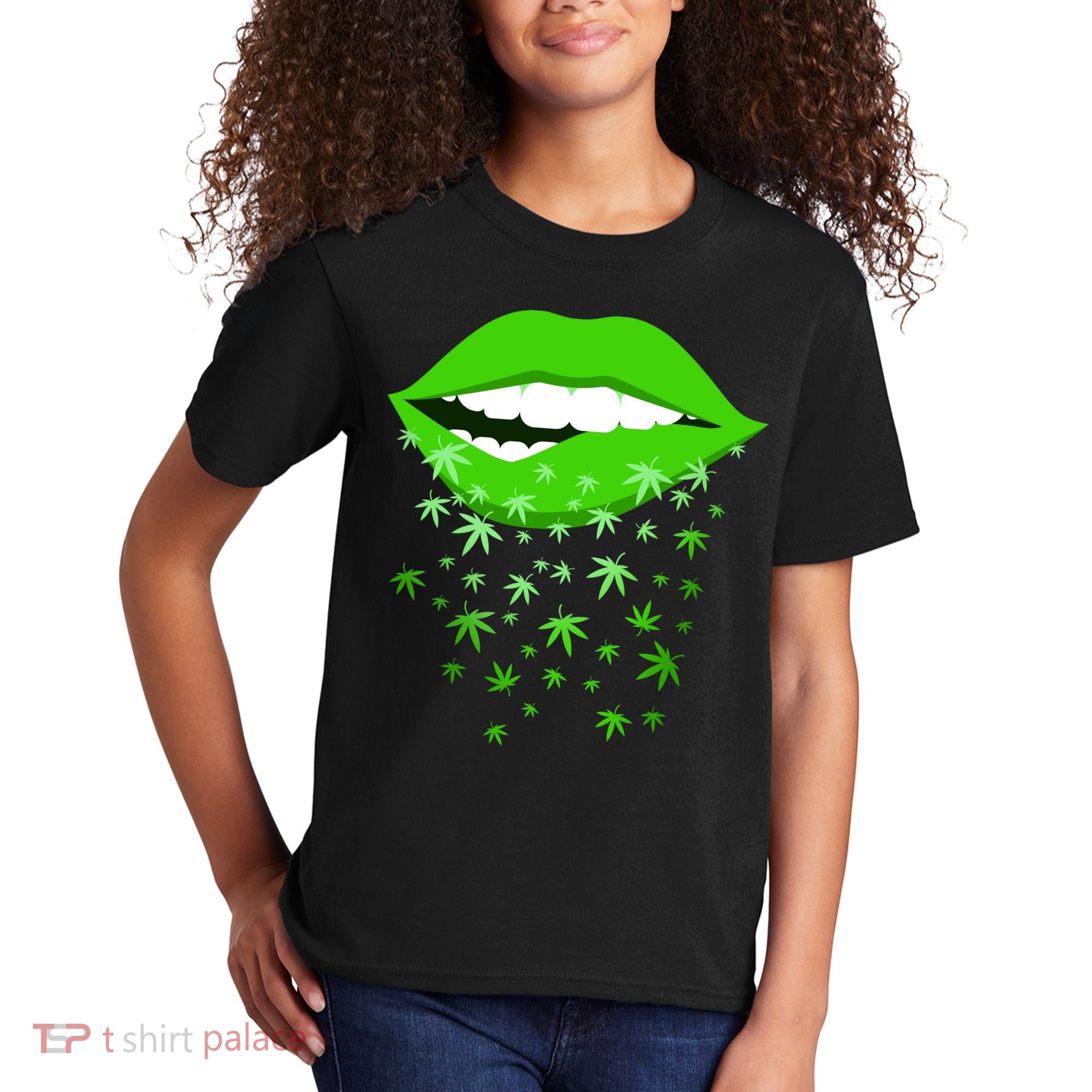 Sexy Lips Cannabis Marijuana Weed Kids T-Shirt