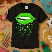 Sexy Lips Cannabis Marijuana Weed Kids T-Shirt thumb 3
