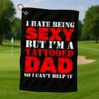 Sexy Tattooed Dad Golf Towel thumb 1