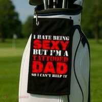 Sexy Tattooed Dad Golf Towel thumb 2