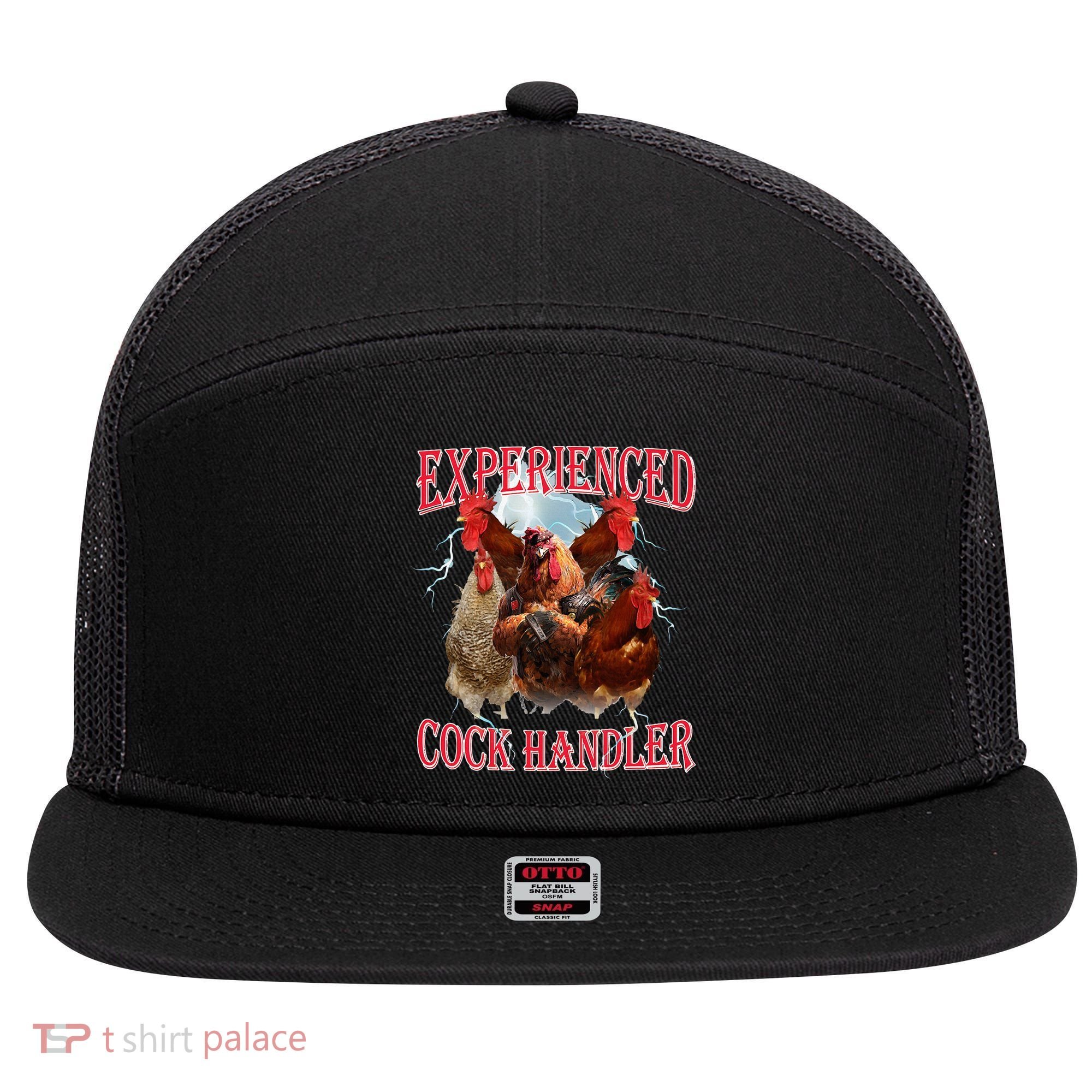 Sayings For Adult Experienced Cock Handler Meme Dank 7 Panel Mesh Trucker Snapback Hat