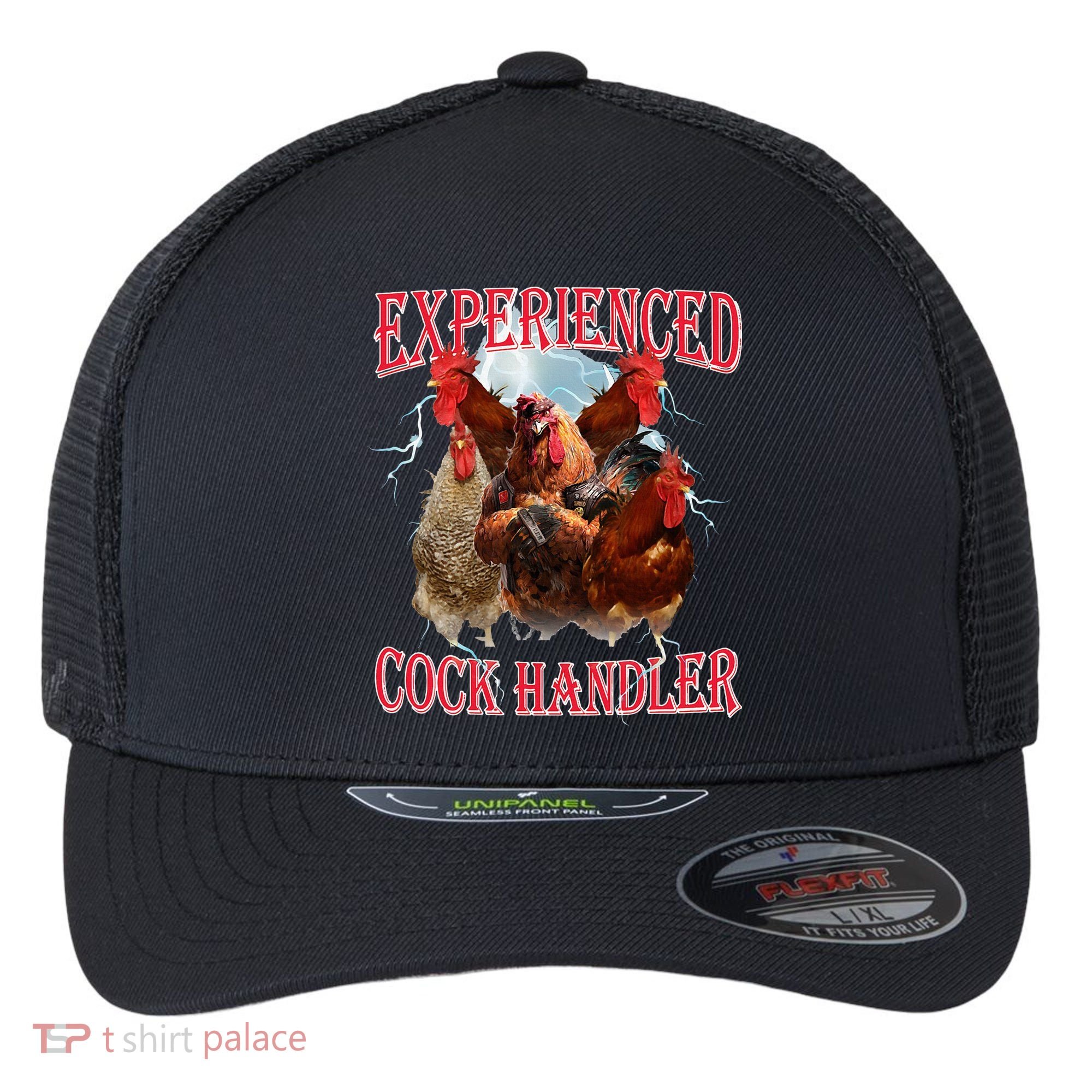 Sayings For Adult Experienced Cock Handler Meme Dank Flexfit Unipanel Trucker Cap