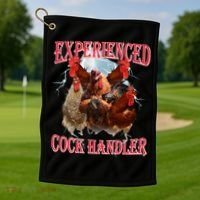 Sayings For Adult Experienced Cock Handler Meme Dank Golf Towel thumb 1