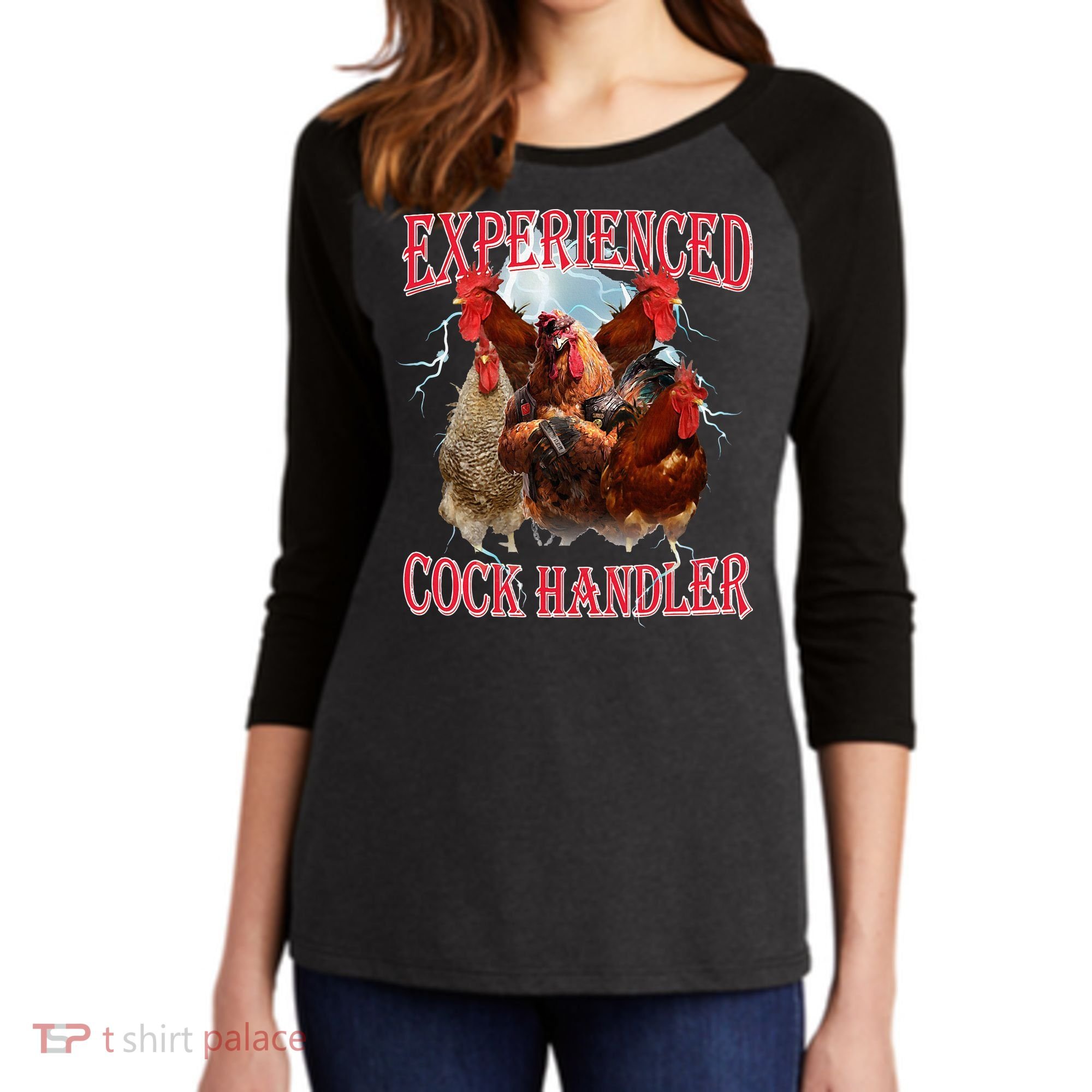 Sayings For Adult Experienced Cock Handler Meme Dank Women's Tri-Blend 3/4-Sleeve Raglan Shirt
