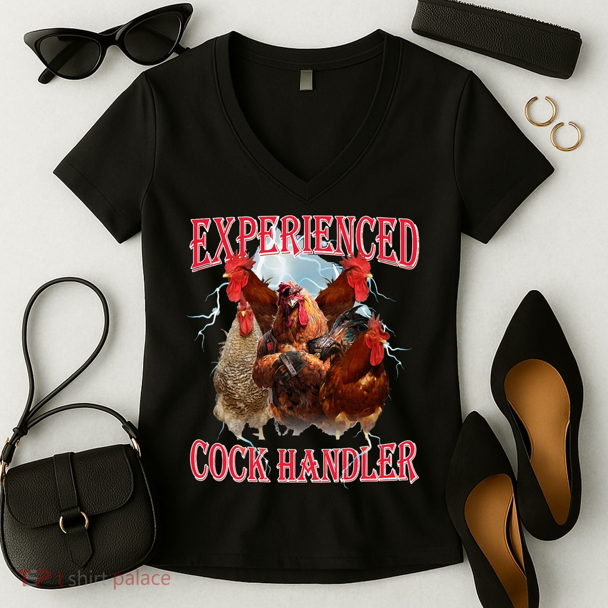 Sayings For Adult Experienced Cock Handler Meme Dank Women's V-Neck T-Shirt