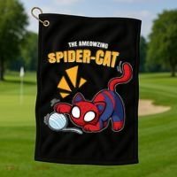 Spider Funny Amazing Spider Cat Meme Golf Towel thumb 1
