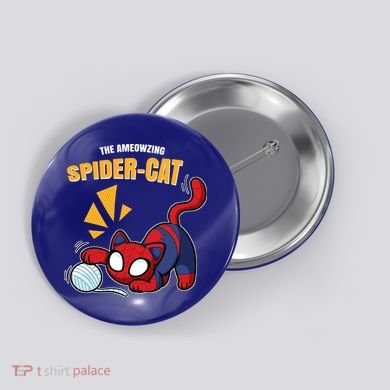 Spider Funny Amazing Spider Cat Meme Button