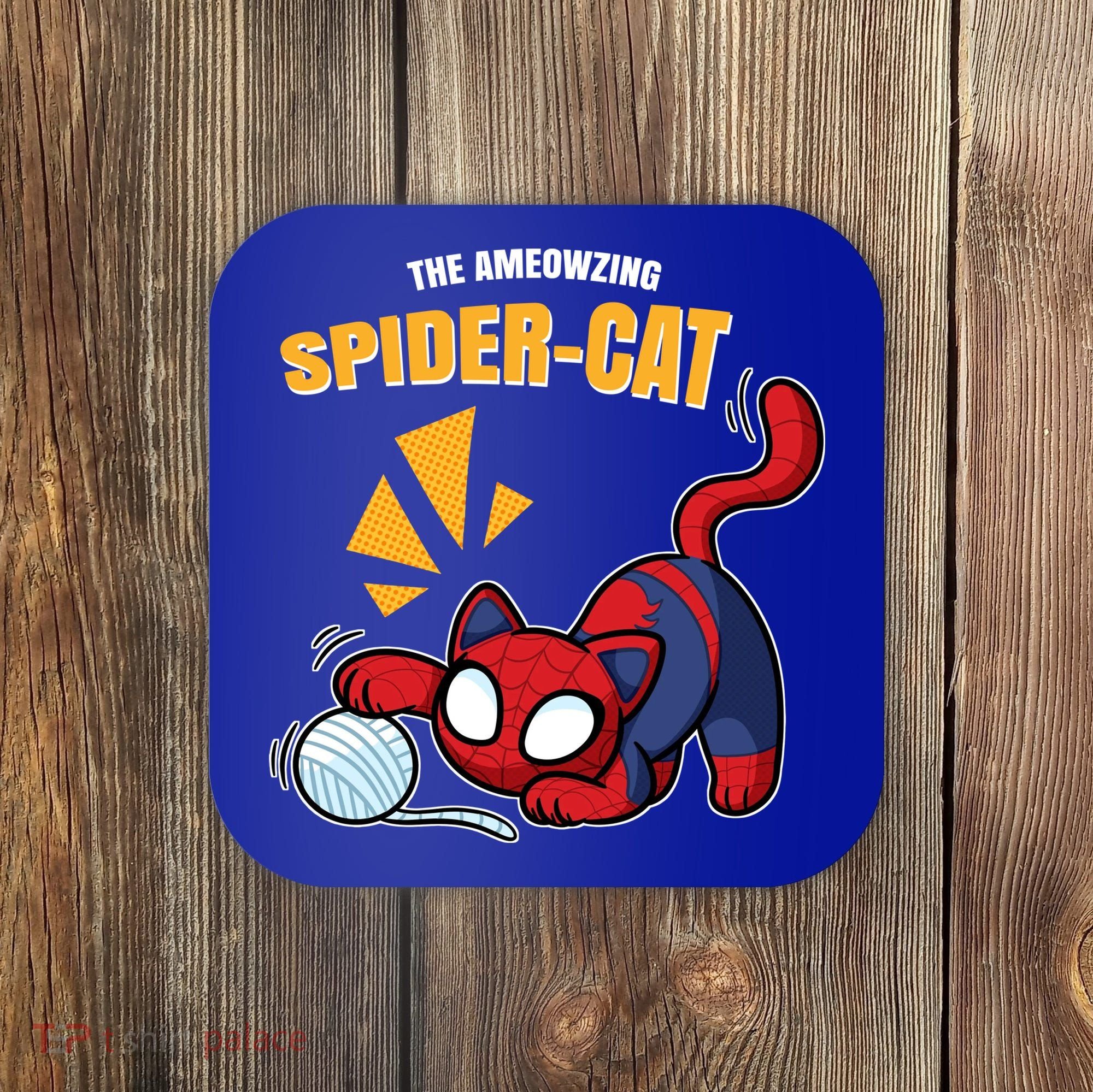 Spider Funny Amazing Spider Cat Meme Coaster