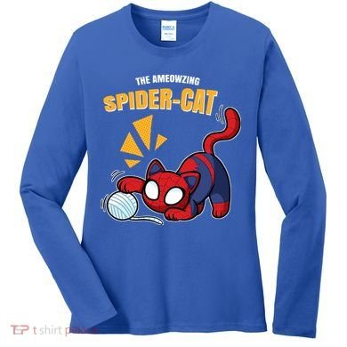 Spider Funny Amazing Spider Cat Meme Women's Long Sleeve Shirt