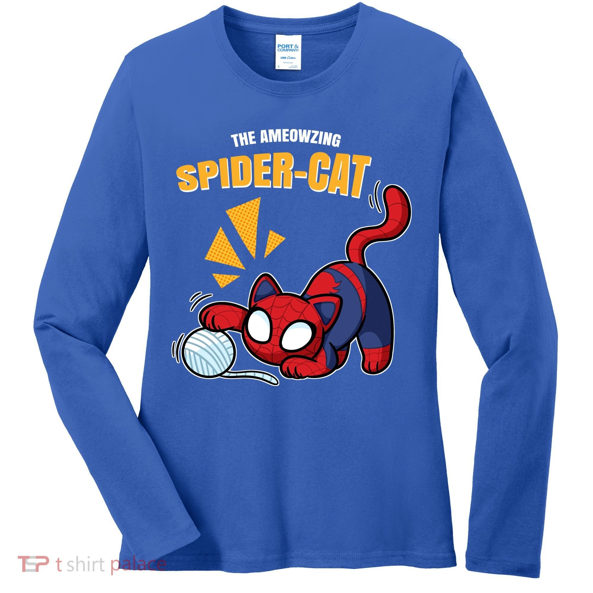 Spider Funny Amazing Spider Cat Meme Women's Long Sleeve Shirt