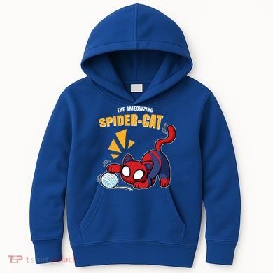 Spider Funny Amazing Spider Cat Meme Kids Hoodie