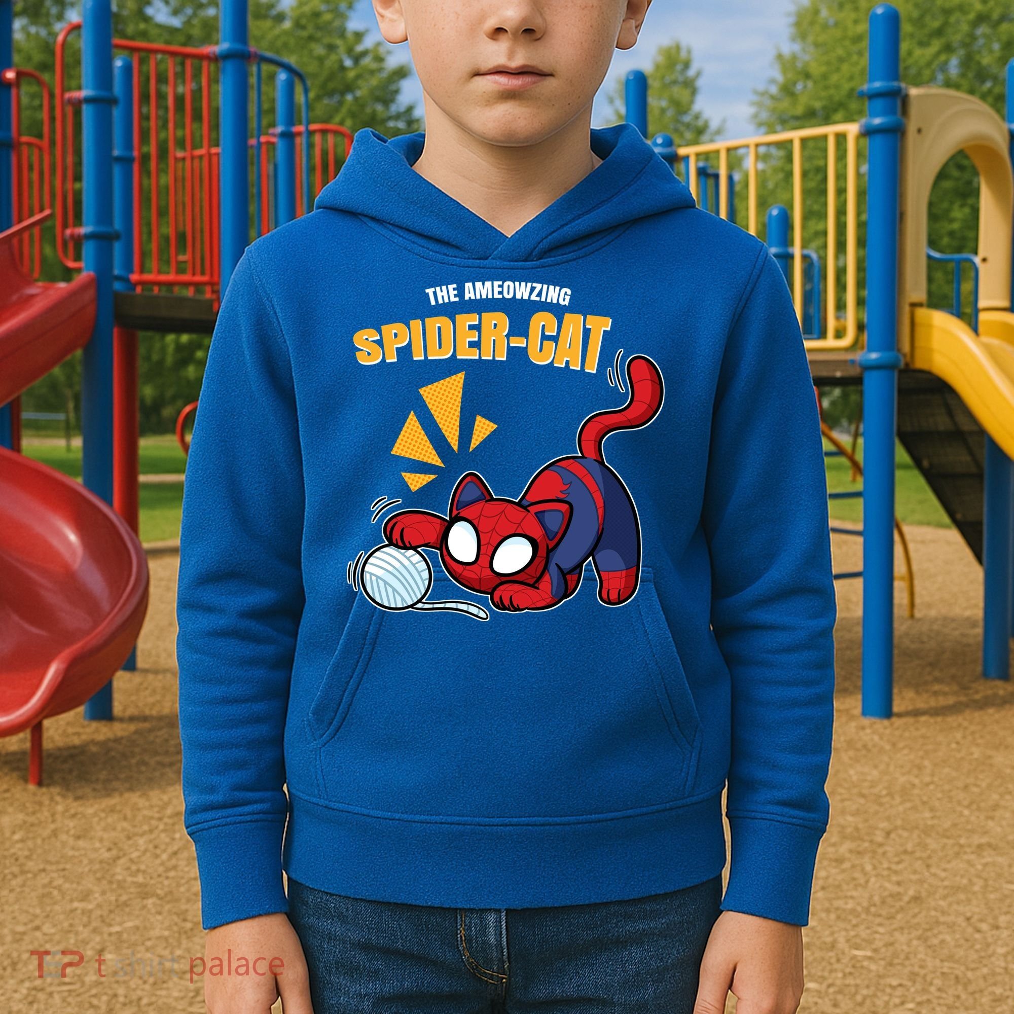 Spider Funny Amazing Spider Cat Meme Kids Hoodie