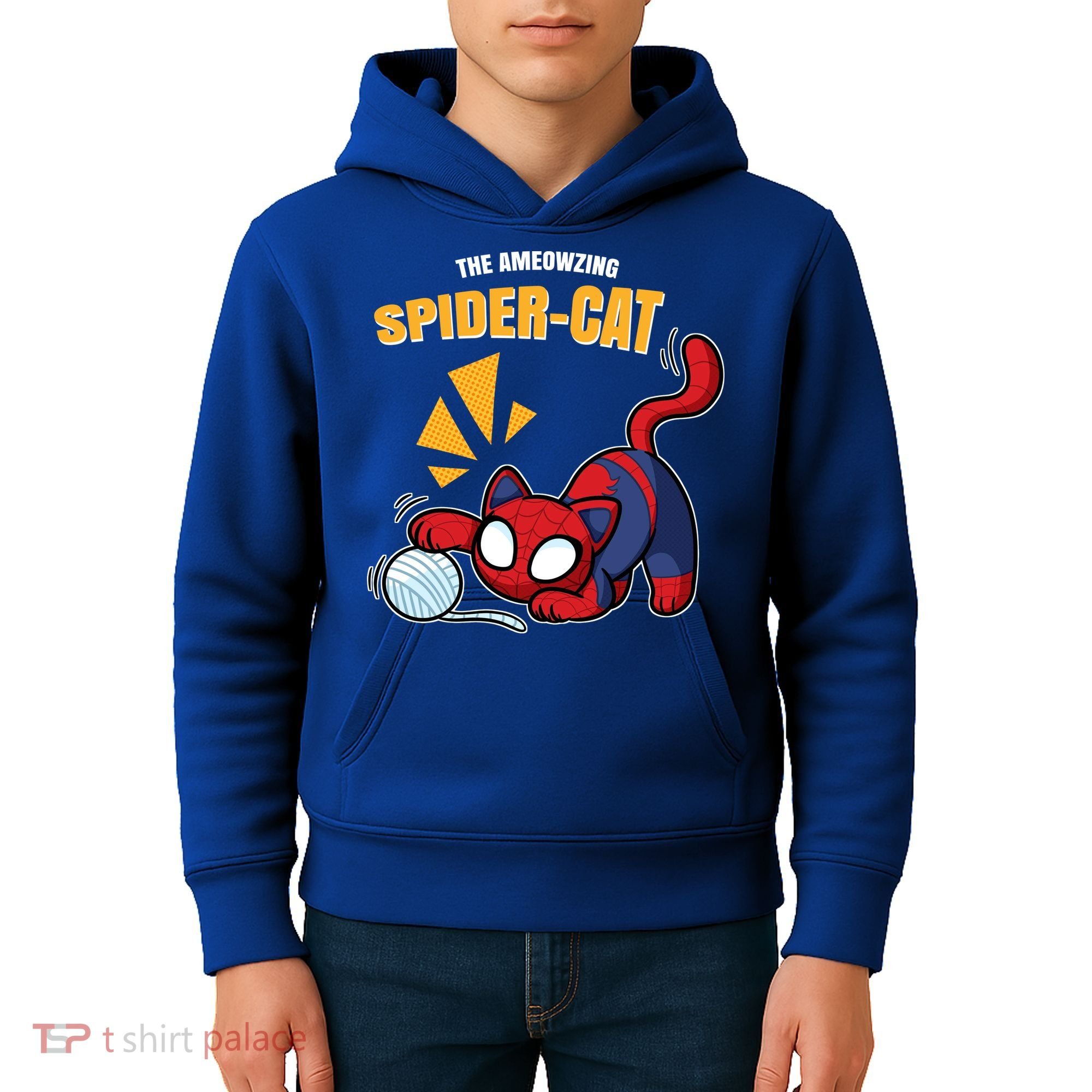 Spider Funny Amazing Spider Cat Meme Kids Hoodie