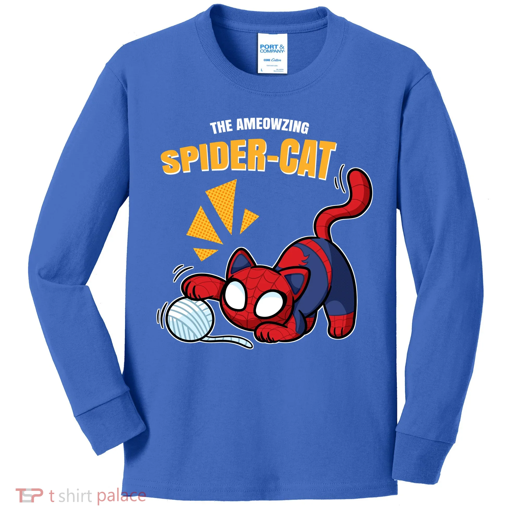 Spider Funny Amazing Spider Cat Meme Kids Long Sleeve Shirt