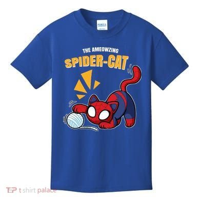 Spider Funny Amazing Spider Cat Meme Kids T-Shirt