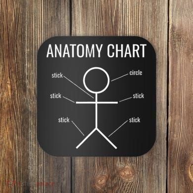 Stick Figure Anatomy Chart Coaster