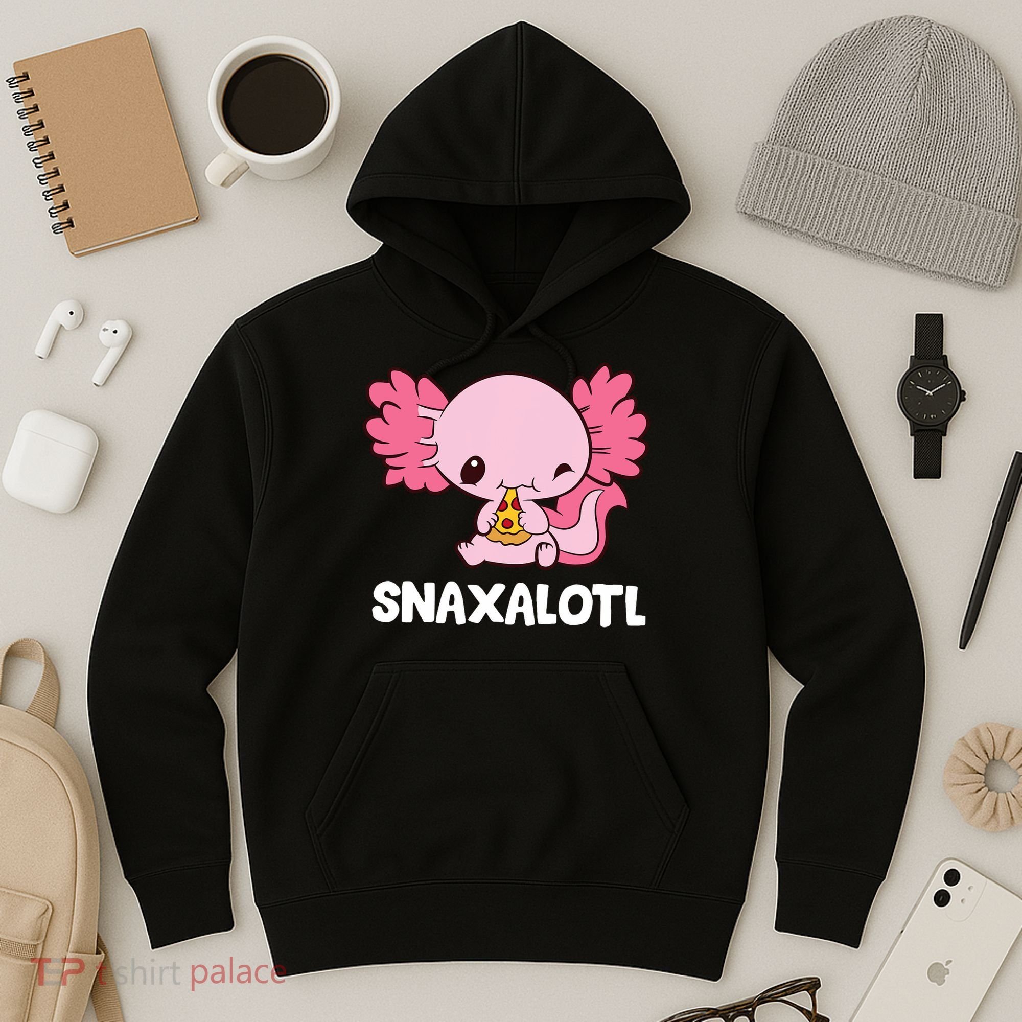 Snaxalotl Funny Axolotl Pizza Cute Axolotl Hoodie