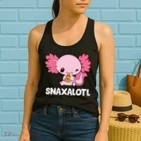 Snaxalotl Funny Axolotl Pizza Cute Axolotl Women's Tank Top thumb 2