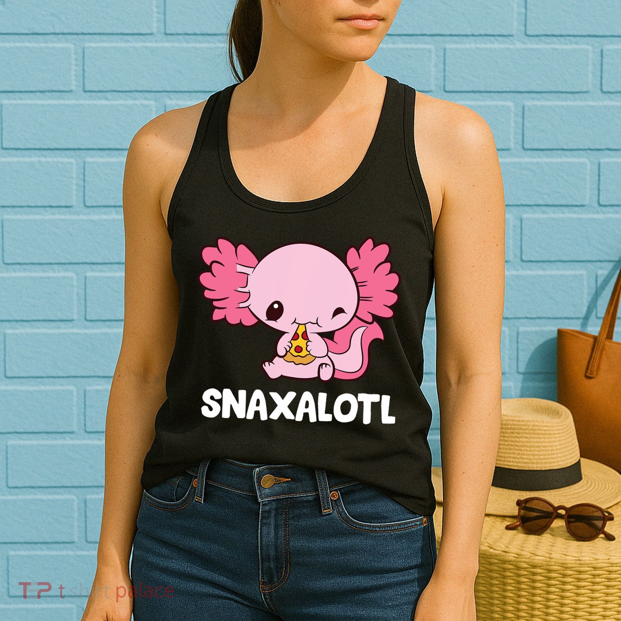 Snaxalotl Funny Axolotl Pizza Cute Axolotl Women's Tank Top