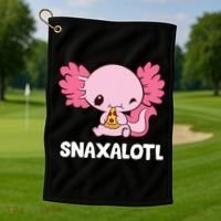 Snaxalotl Funny Axolotl Pizza Cute Axolotl Golf Towel thumb 1