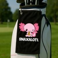 Snaxalotl Funny Axolotl Pizza Cute Axolotl Golf Towel thumb 2