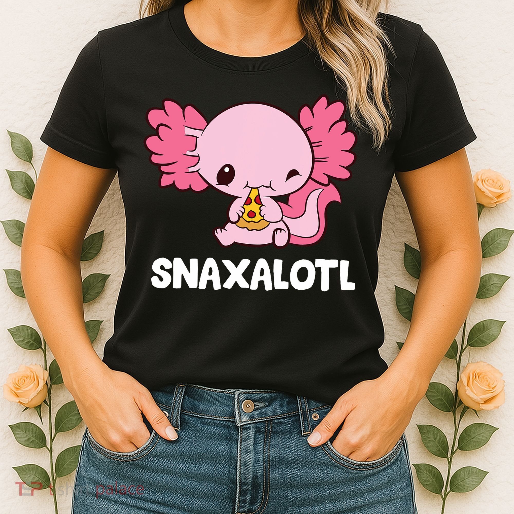 Snaxalotl Funny Axolotl Pizza Cute Axolotl Women's T-Shirt