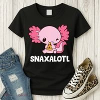 Snaxalotl Funny Axolotl Pizza Cute Axolotl Women's T-Shirt thumb 3