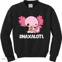 Snaxalotl Funny Axolotl Pizza Cute Axolotl Kids Sweatshirt thumb 0