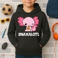 Snaxalotl Funny Axolotl Pizza Cute Axolotl Kids Hoodie thumb 2