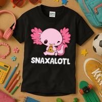 Snaxalotl Funny Axolotl Pizza Cute Axolotl Kids T-Shirt thumb 3