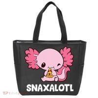 Snaxalotl Funny Axolotl Pizza Cute Axolotl Tote Bag thumb 0