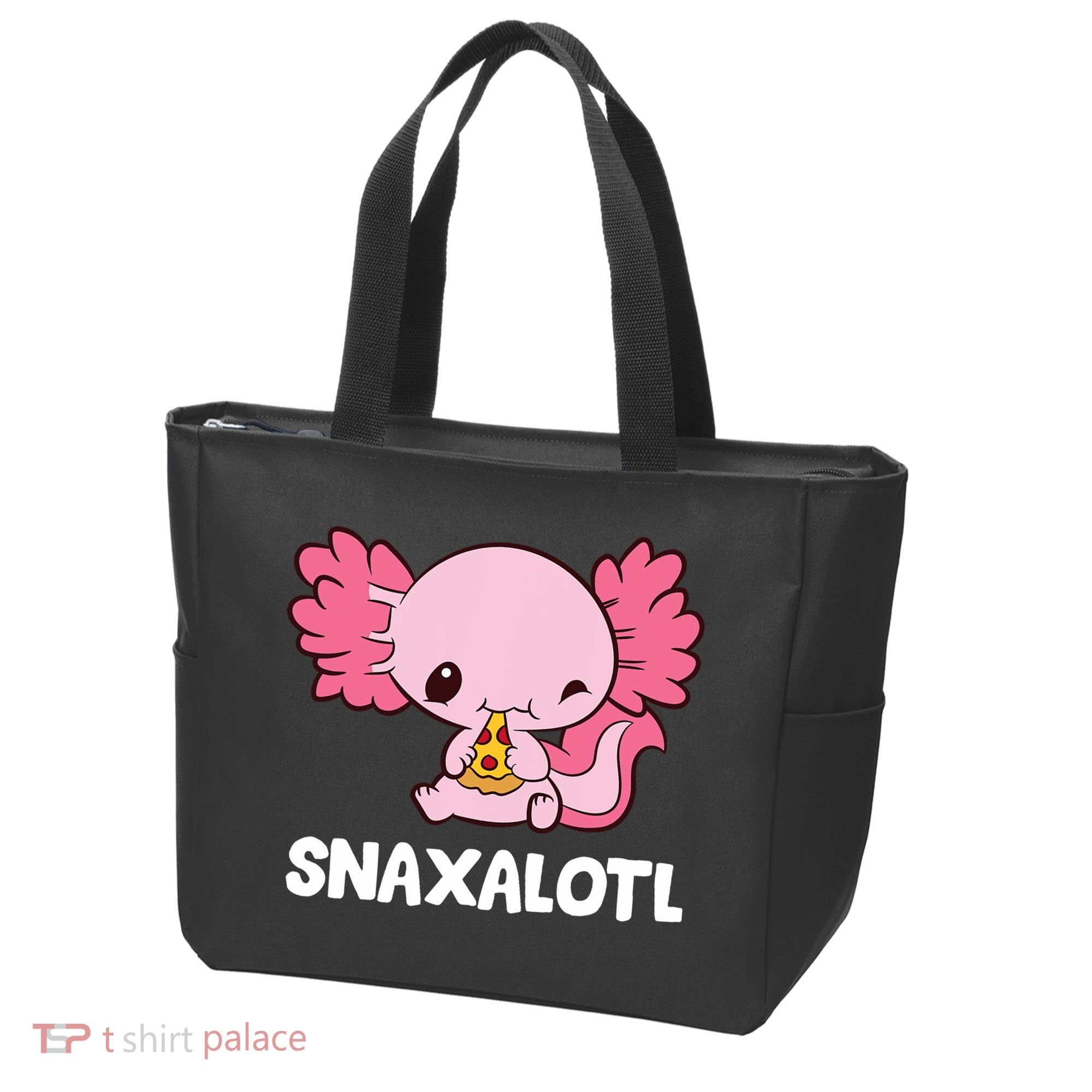 Snaxalotl Funny Axolotl Pizza Cute Axolotl Tote Bag
